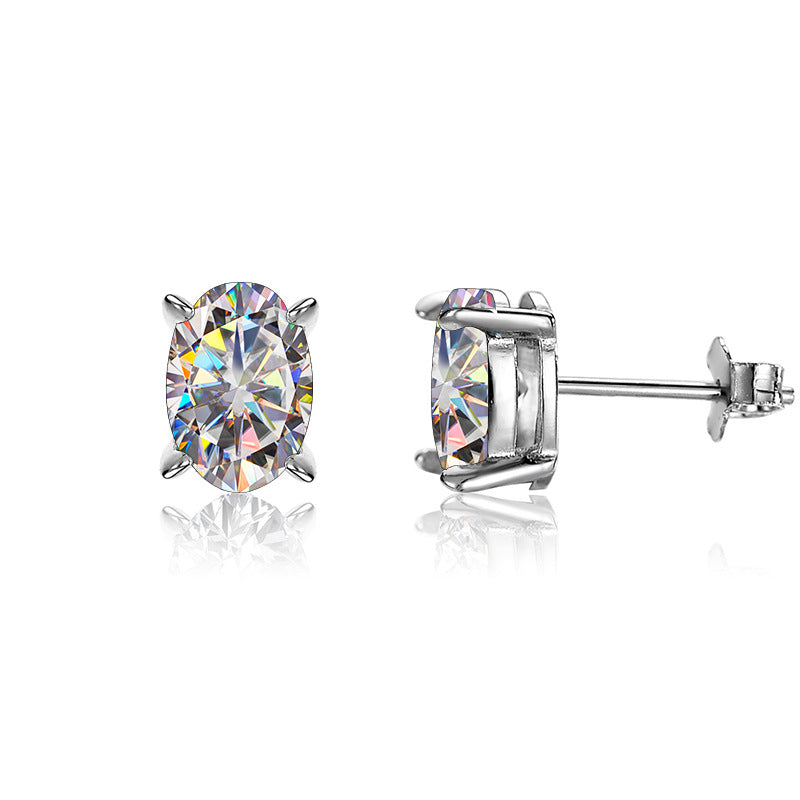 S925 Moissanite Oval Cut Stud Earrings