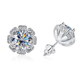 S925 Moissanite Flower Stud Earrings