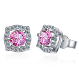 S925 Moissanite Round Cut Square Stud Earrings