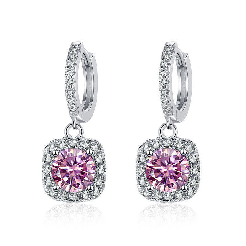 S925 Moissanite Round Cut Hoop Earrings