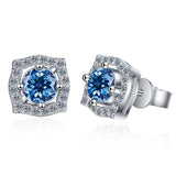 S925 Moissanite Round Cut Square Stud Earrings