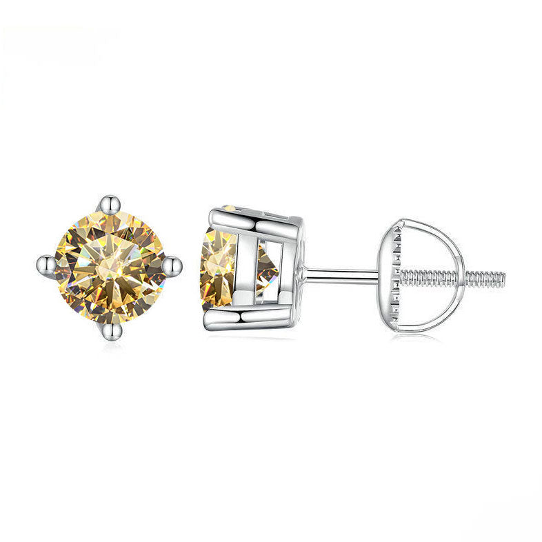 S925 Rare Color Moissanite Stud Earrings