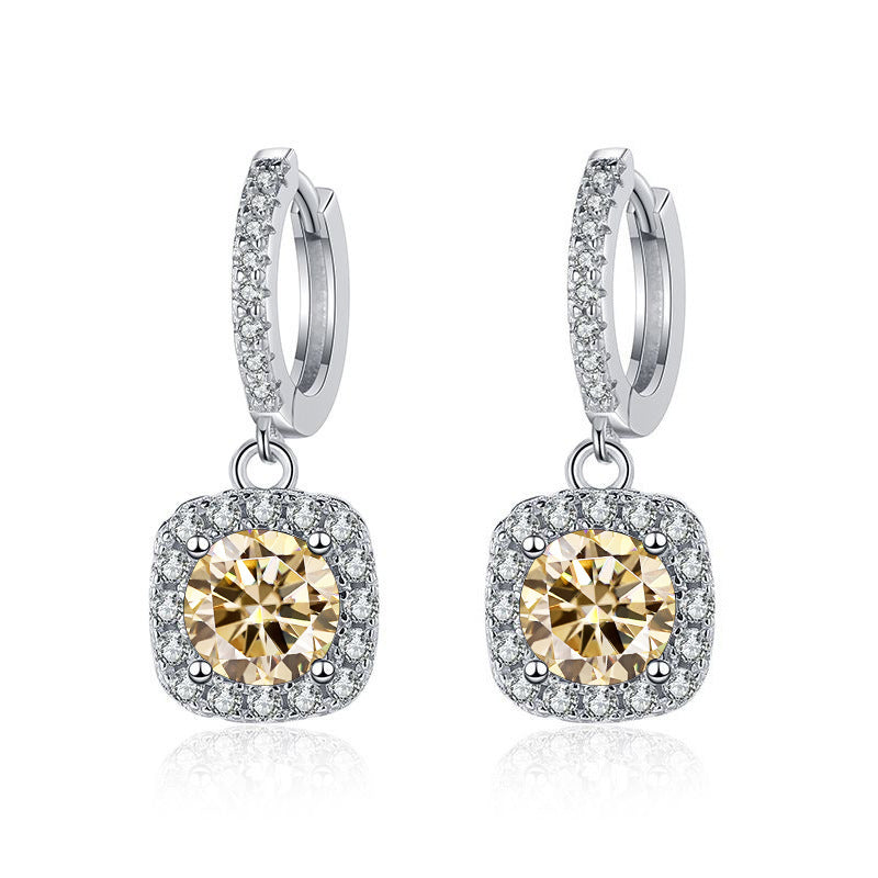 S925 Moissanite Round Cut Hoop Earrings