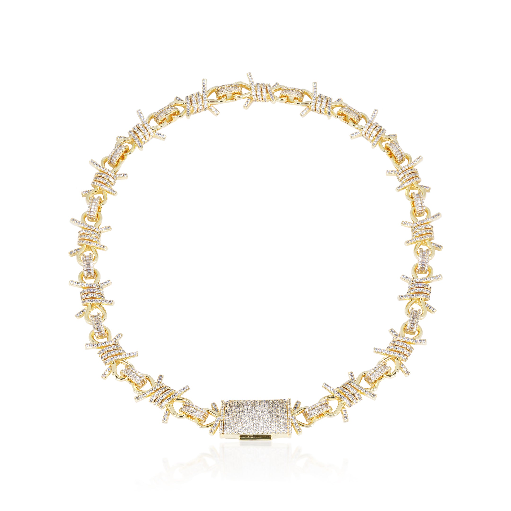 S925 Moissanite 19MM Iced Barbed Wire Chain