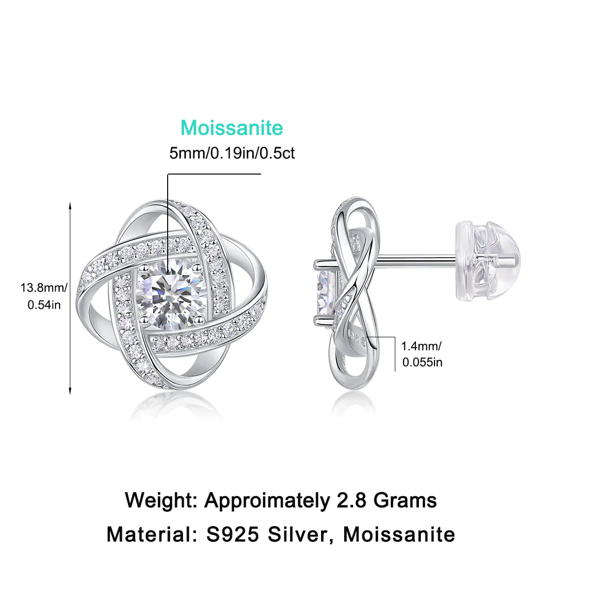 S925 Moissanite Star Ring Earring