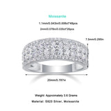 S925 Moissanite Round Cut Four Row Band Ring